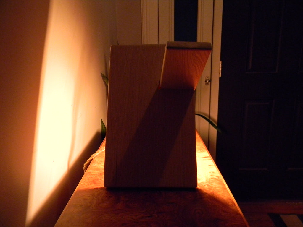 True Grain Handmade Red Oak Wood Lamp - Modern Geometric Table Lamo Made in USA