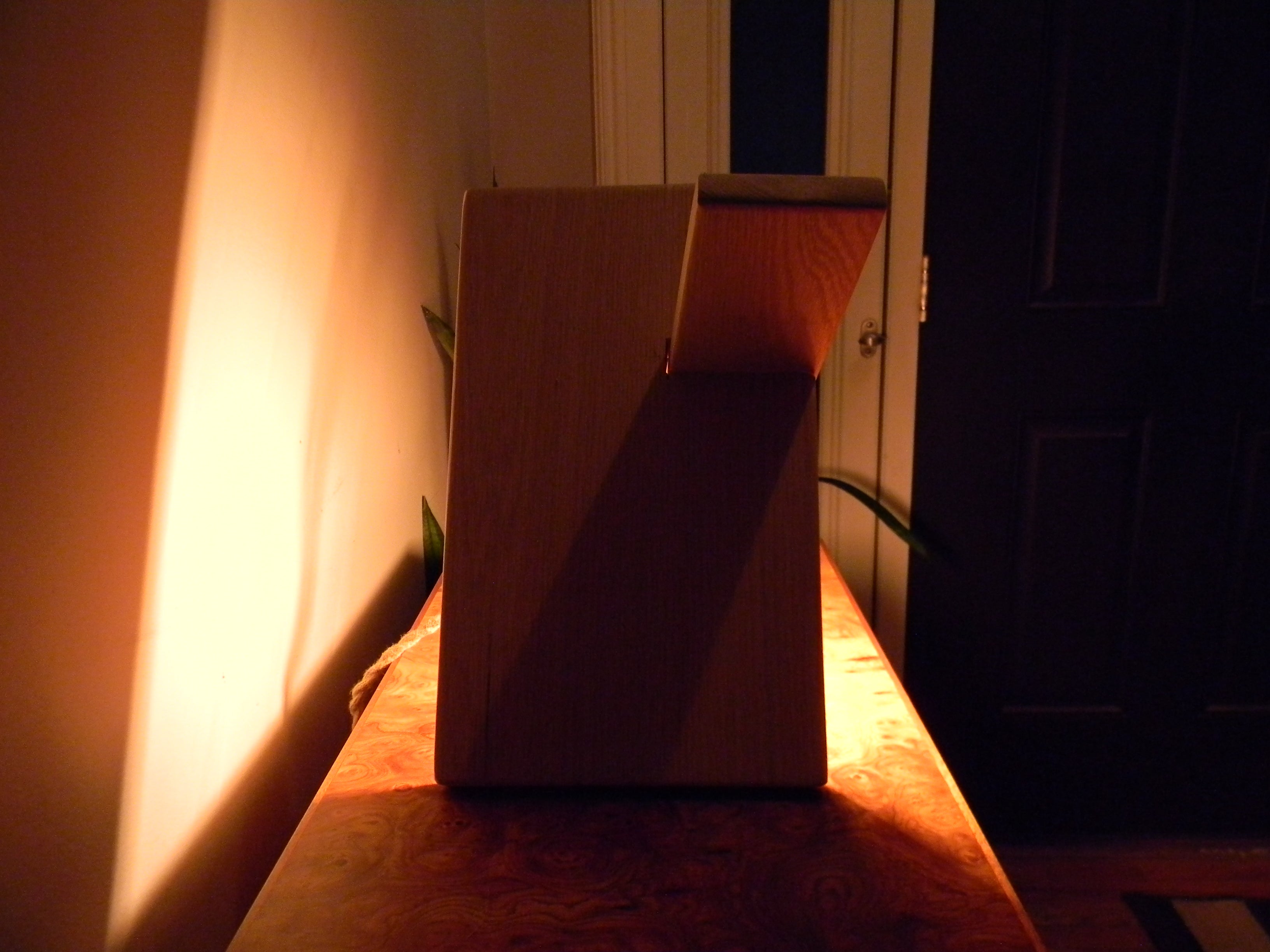 True Grain Handmade Red Oak Wood Lamp - Modern Geometric Table Lamo Made in USA